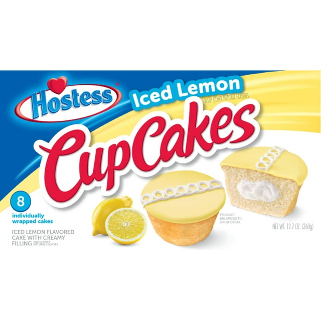 HOSTESS Iced Lemon Flavored CupCakes with Other Natural Flavors 12.70 oz, 8 Count