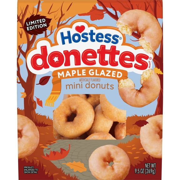 Hostess Donettes, Maple Glazed Mini Donuts, Artificially Flavored, 9.5 oz Bag
