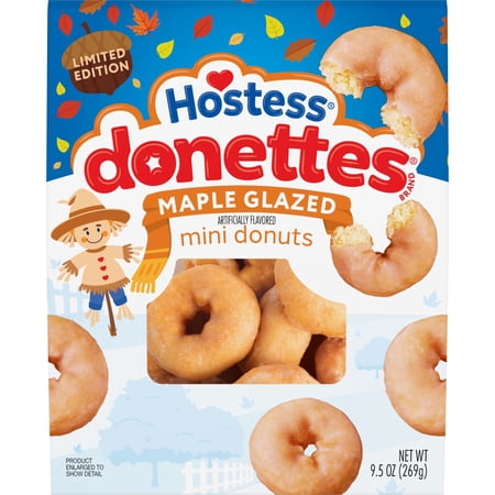 Hostess Donettes, Maple Glazed Mini Donuts, Artificially Flavored, 9.5 oz Bag