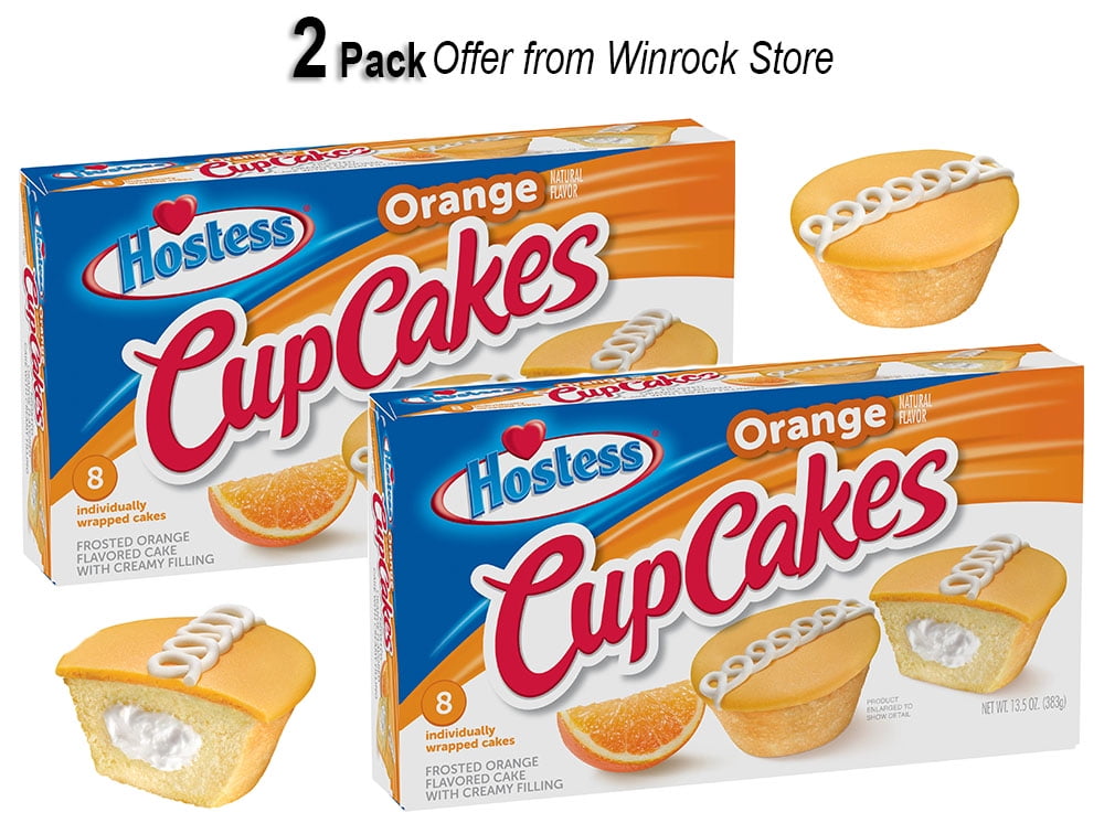 HOSTESS Orange Flavored Cupcakes - 13.5 oz, 8 Count (2 Pack) Offer from Winrock Store