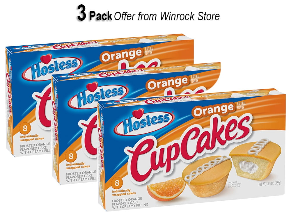 HOSTESS Orange Flavored Cupcakes - 13.5 oz, 8 Count (3 Pack) Offer from Winrock Store