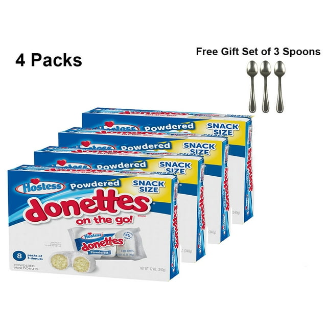 HOSTESS Powdered DONETTES Donuts Snack Pack, 8 count, 12.0 oz (2 Packs)