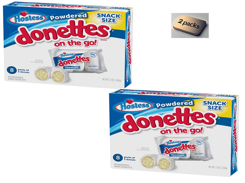 HOSTESS Powdered DONETTES Donuts Snack Pack, 8 count, 12.0 oz (2 Packs)
