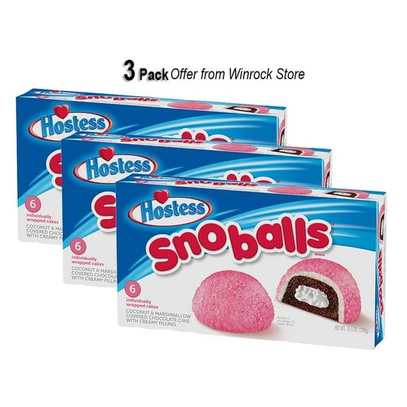 HOSTESS SNOBALLS, Coconut-Covered Chocolate Cake, Creamy Filling 6 ct / 10.5 oz. (3 Pack) Offer from Winrock Store