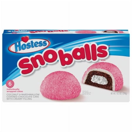 HOSTESS SNOBALLS, Coconut-Covered Chocolate Cake, Creamy Filling 6 ct / 10.5 oz.
