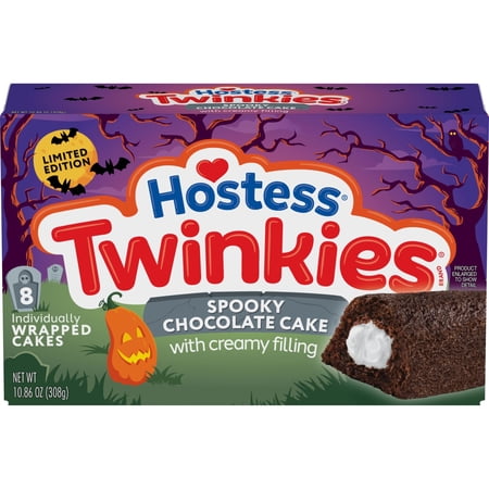 Hostess Spooky Twinkies, Chocolate Sponge Cake with Creamy Filling, 8 Count Box