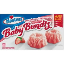HOSTESS Strawberry Cheesecake BABY BUNDTS, Baked with Real Strawberries, 10 oz, 8 Count
