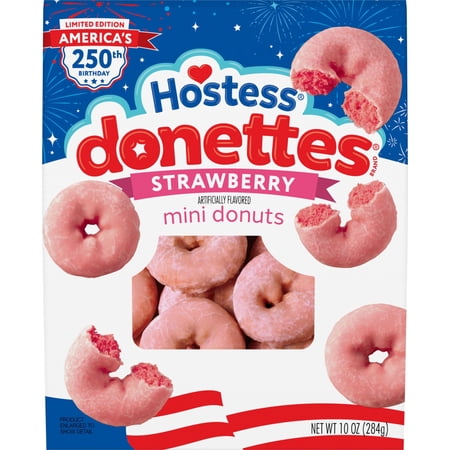 Hostess Donettes, Strawberry Artificially Flavored Mini Donuts, 10 oz Bag