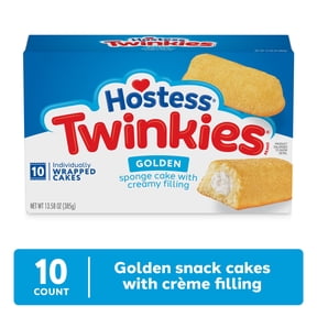 Hostess Twinkies Snack Cakes, Golden Vanilla Sponge Cake with Creme Filling, 10 Count, 13.58 oz Box