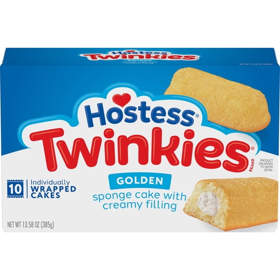 Hostess Twinkies Snack Cakes, Golden Sponge Cake with Crème Filling, 13.58 oz Box (10 Count)