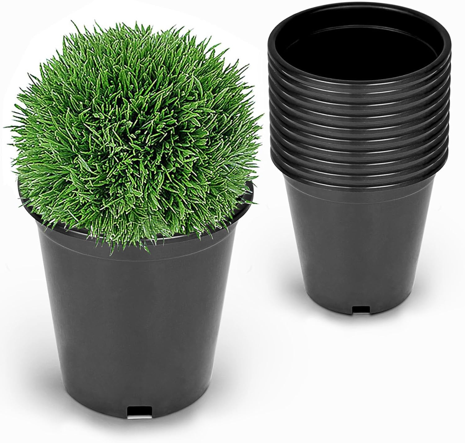 HOSTIC 10 Pack 3 Gallon Round Planter Nursery Pots, Flower Plant Container Injection Round Black