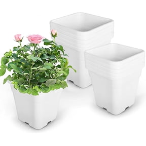 HOSTIC 10PCS 3 Gallon Square Nursery Pot Plastic Grow Pots Plant Garden