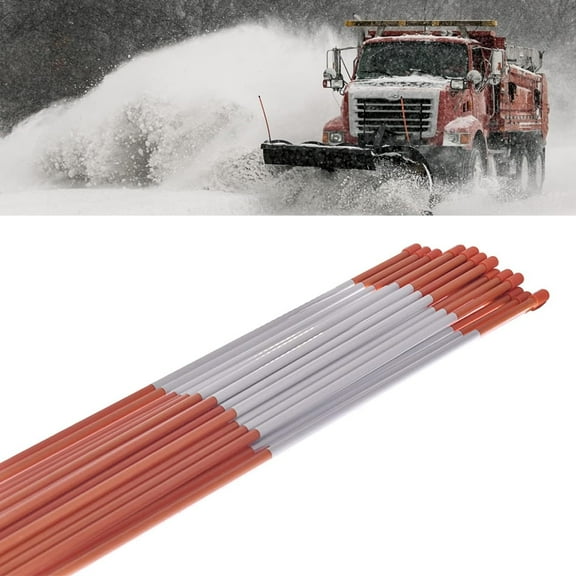 HOSTIC 20-Pack 48Inch Driveway Markers Snow Stakes 5/16 Inch Diameter Orange Reflective Markers Fiberglass Poles with Reflective Tape for Easy Visibility at Night