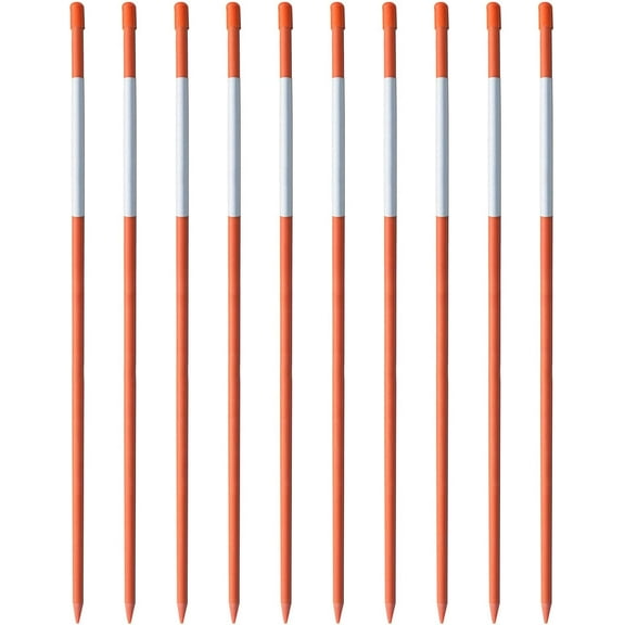 HOSTIC 48" Inch Snow Stakes Driveway Markers Poles Snow Plow Stakes Fiberglass 5/16 Inch Diameter Orange with 9.8" Reflective Tape Fit for Driveway Mark Snow Plow Parking Lots 25pcs
