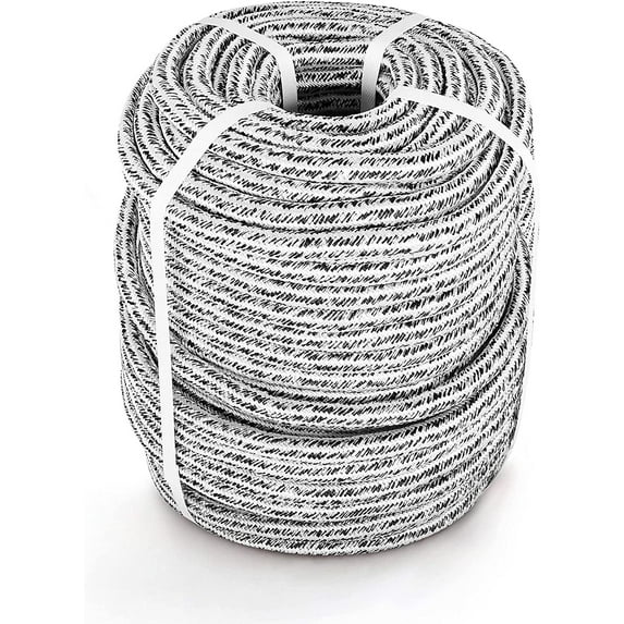 HOSTIC 5/8 in 200 FT 24 Strand Braided Rope Bull Rope for Tree Work Multipurpose Polyester Rope Suitable for Arborist Swing Tree Felling Black White