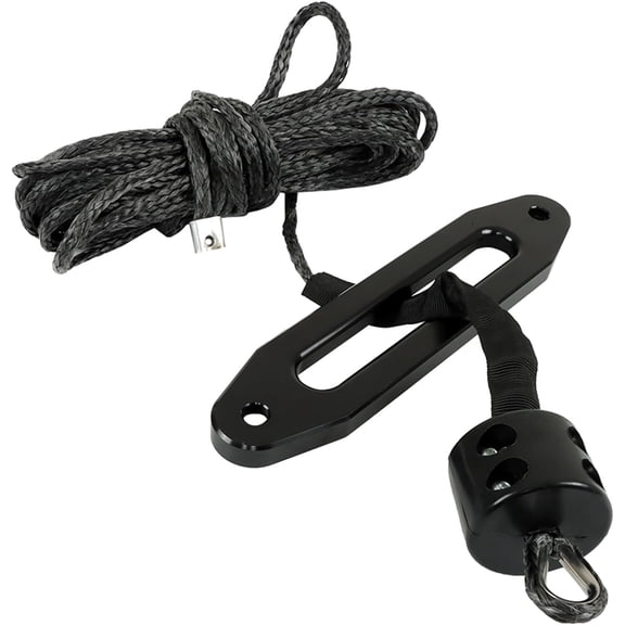 HOSTIC Synthetic Winch Rope Cable, 1/4IN x 50FT Winch Rope Line Cable, 8500LBS Winch Line with Aluminium Winch Guide+Stopper Hook for ATV UTV SUV (Black)