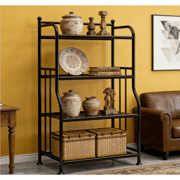 HOSTK4 Tier Black Metal Plant Stand Flower Pot Holder Storage Shelf for Indoor Outdoor