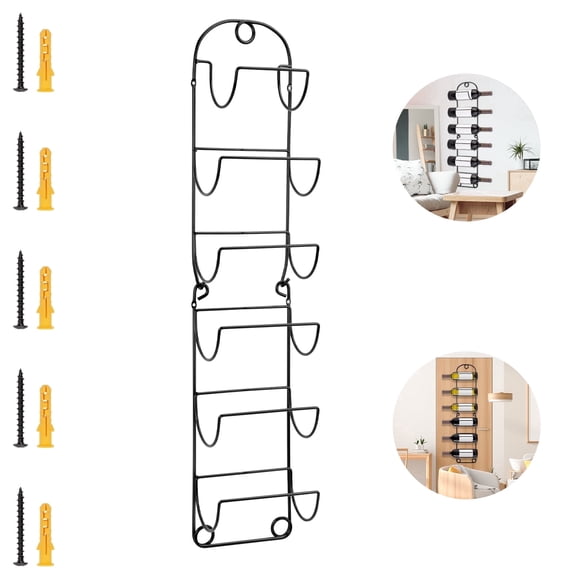 HOSTK6 Tier Black Hanging Towel Rack with Floating Shelves, Wall Mounted Bathroom Towel Holder for Rolled Bath Towels, Washcloths and Linens, Perfect for Home Bathroom, Spa & Salon Use