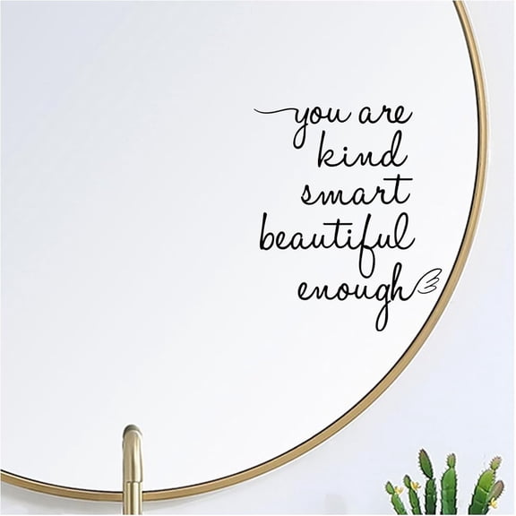 HOSTKBathroom Mirror Affirmations Decals, You are Kind Smart Beautiful Enough Vinyl Stickers, Small & Cute Room Decor for Bathroom, Girls Vanity, Bedroom & Daughter Room Wall Decor (Black)