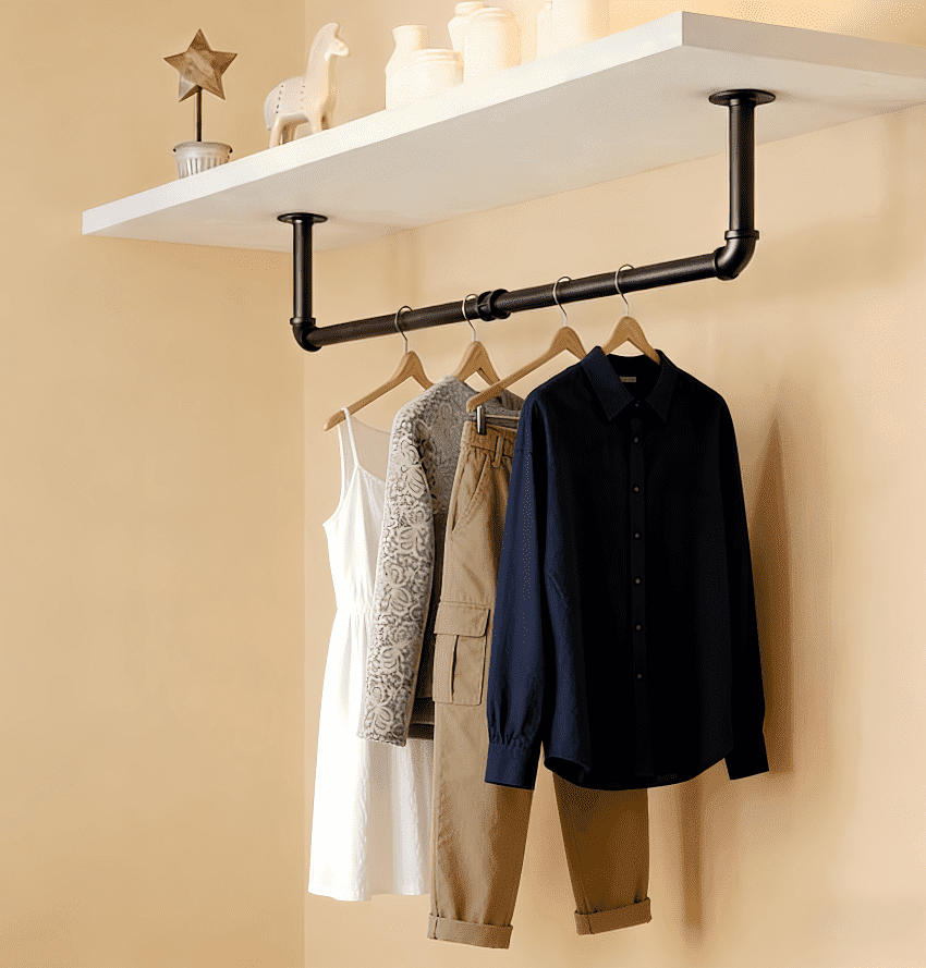 【HOSTK】Heavy Duty 36'' Industrial Pipe Wall Mounted Hanging Rod, Black ...
