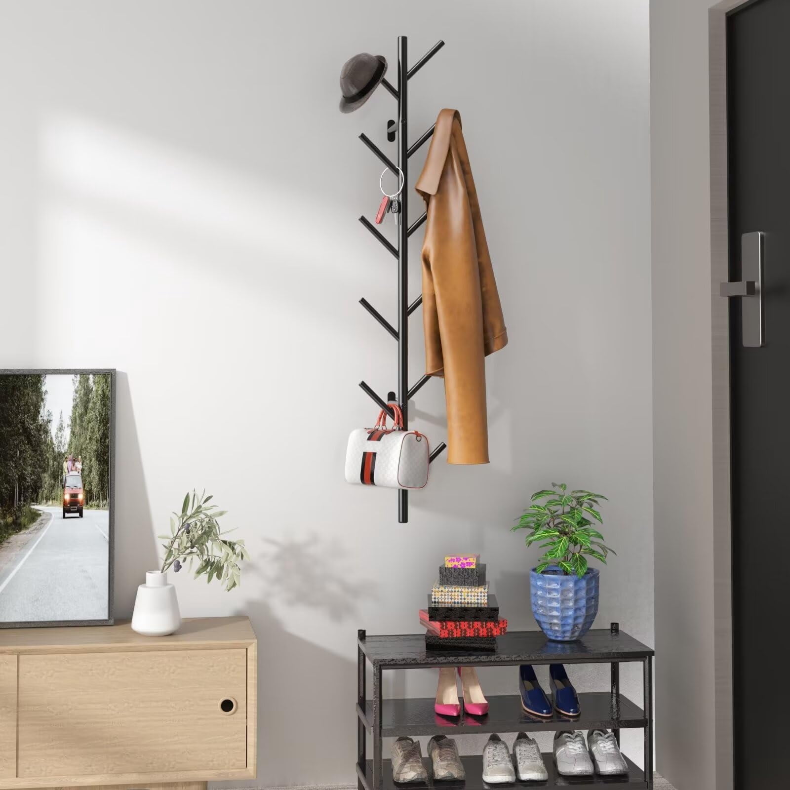 Floating Jacket Rack 【HOSTK】Heavy-Duty Metal Floating Coat Rack, Wall-Mounted Hat & Bag Hook ...