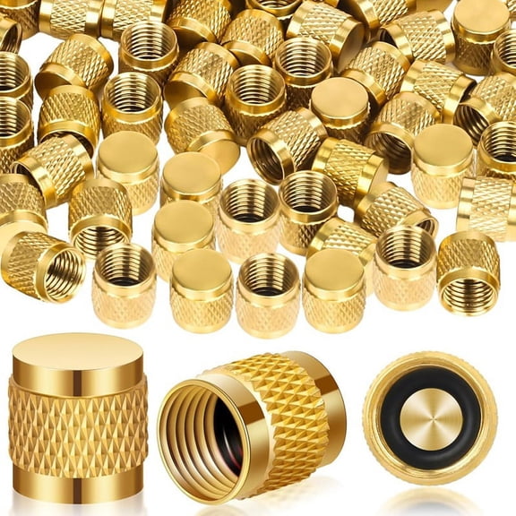HOT 1/4 Flare Cover, Round Brass with Neoprene O-Ring Seal, HVAC Valve Refrigerant Lock Cover 30PCS