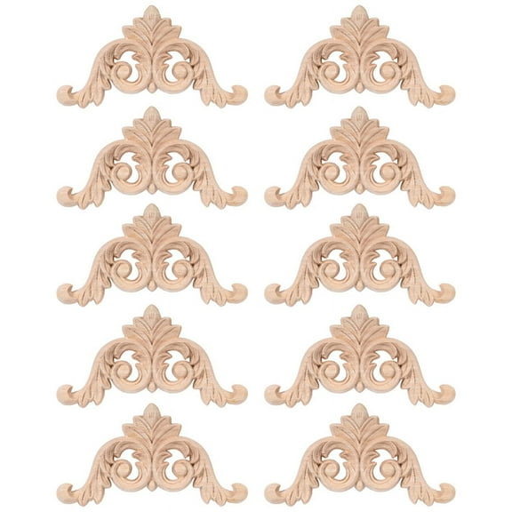 10 Pcs Wood Carving Decal Carved Mouldings Corner Applique Home Door Decor for Cabinet