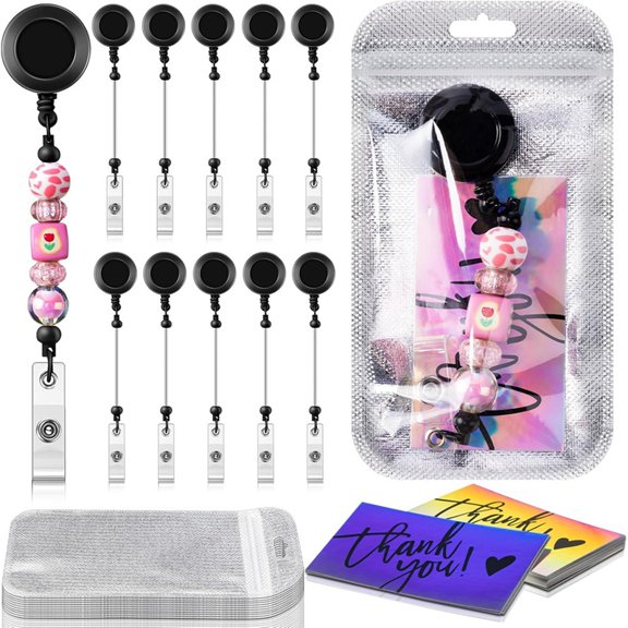 HOT 10 Sets Beaded Badge Reel Set Retractable Clip Holder for Beading Jewelry DIY GiftCraft Making A