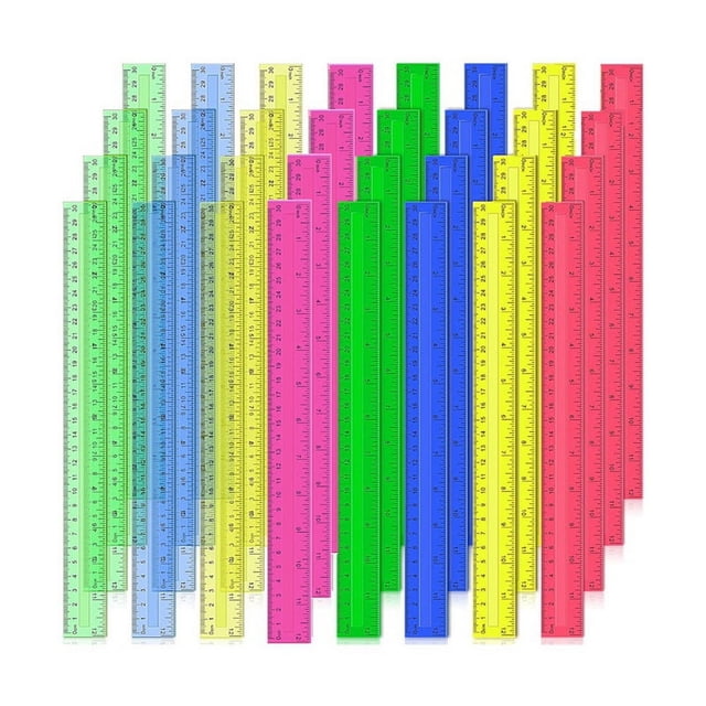 Plastic Ruler Color 12 Inch Plastic Rulers, 32 PCS Transparent Assorted Color Metric Bulk ...