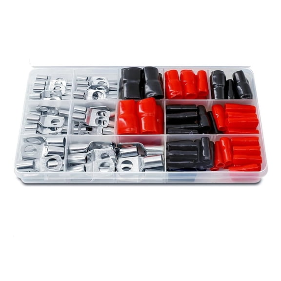HOT 140 Tube Cable Lugs, Lugs Set for Car Battery Set, 70 + Sleeves, Sc Terminal