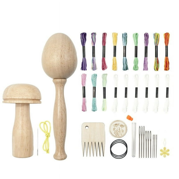 HOT! 2 Pcs Darning Supplies Kit Egg for Socks Mushroom Wooden with Eye Needles Sewing