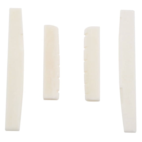 2 Sets of 4pcs 6 String Acoustic Guitar Bone Bridge Saddle and Nut Made of Real Bone mj4596