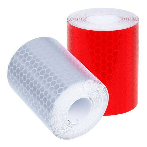HOT! 2 pcs 50mm 3 meter Adhesive Tape Warning Reflector Security Marking White and Red