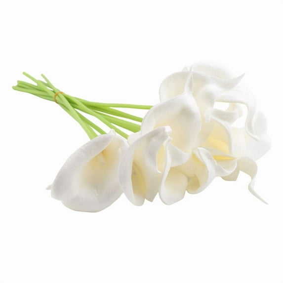 HOT! 20 Pcs Artificial White Calla Lily Flowers with Soft Latex Materials for Decoration