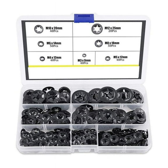 HOT 280PCS Bearing Clamp Washer Retaining Ring Flower Push Lock Fastener Combination Kit Quick M3-M12