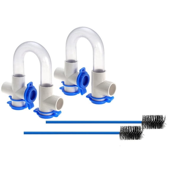 2Pack 3/4In Standard Condensate Trap with 16In Cleaning Brush PVC Transparent U Trap for HVAC , Air Conditioner