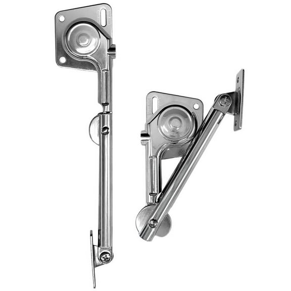 Kitchen Cabinet Lift-Up Support Hinges Set of 2, Zinc Alloy Polished Chrome, 185 x 33 x 12 mm, No Drilling Required