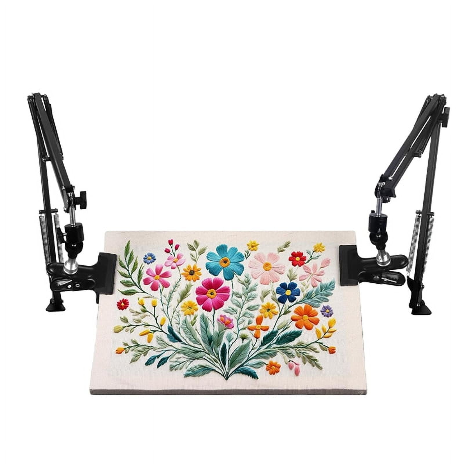 HOT 2pc Adjustable Embroidery Hoop Stand Hand Metal Lap Folding
