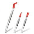 thumbnail image 1 of HOT 3 Pieces Tweezers with Rubber Tips PVC Coated Set, Straight and Flat Tip Red, 1 of 4