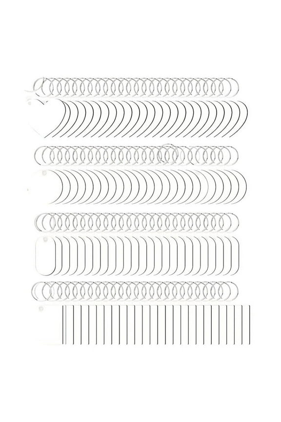 HOT 300 Pcs Sublimation Keychain Blanks Bulk Double Side Heat Transfer MDF Blank Set with Rings