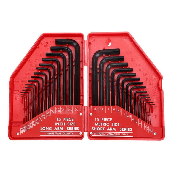 30Pcs Hexagonal Wrench Tool Set SAE & Metric Hex Wrenches L-Shaped Mechanical Hand Tools Screwdriver Kit