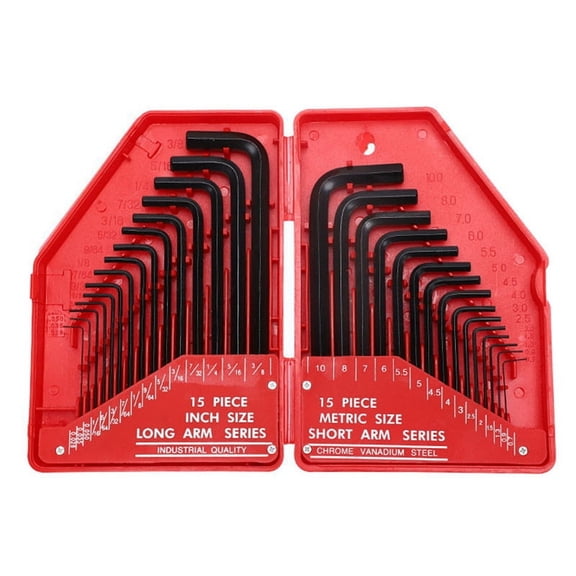30Pcs Hexagonal Wrench Tool Set SAE & Metric Hex Wrenches L-Shaped Mechanical Hand Tools Screwdriver Kit