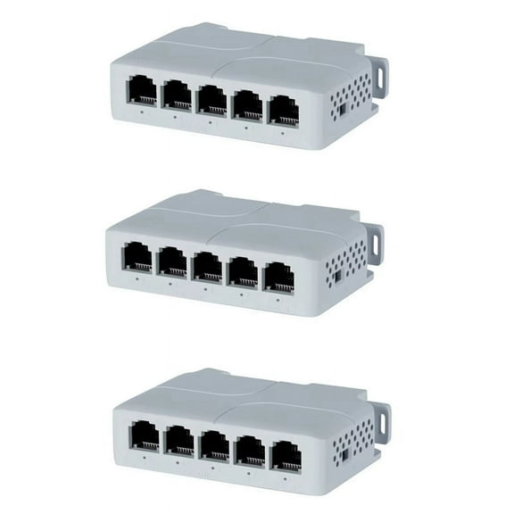 5 Port 10/100Mbps POE Extender 1 in 4 Out Network Switch Repeater Support IEEE802.3af/at/bt for PoE Switch NVR IPC 3Pcs