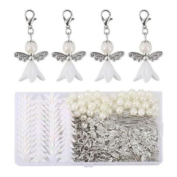 50sets DIY Guardian Angel Pendant Kit, Make Your Own Pearl Pendant, Key Ring, for Wedding Crafts