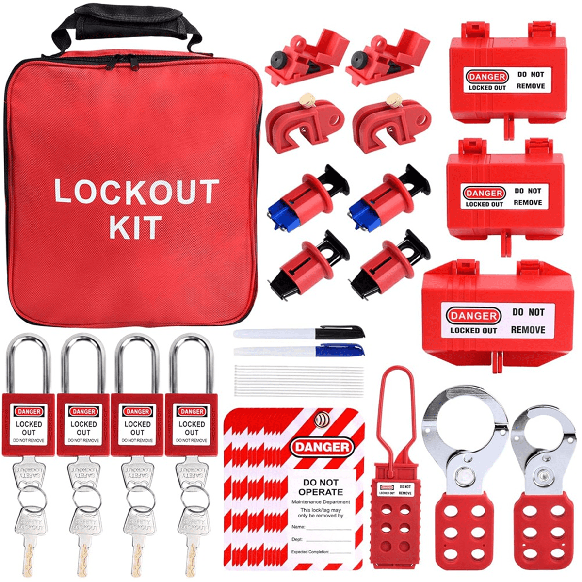 HOT 56 Pcs Lockout Tagout Kit Safety Electrical with Clamp-on Circuit ...