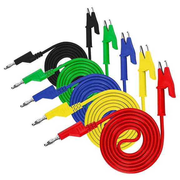 HOT 5PCS 4mm Multimeter Banana Plug to Alligator Clips Test Lead for Electrical Testing Wires and Clip Cable