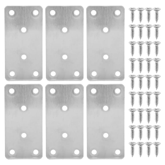 HOT! 6 PCS Mending Plates Straight Brace Brackets Heavy Duty Flat Bracket Stainless Steel Repair for Furniture Wood