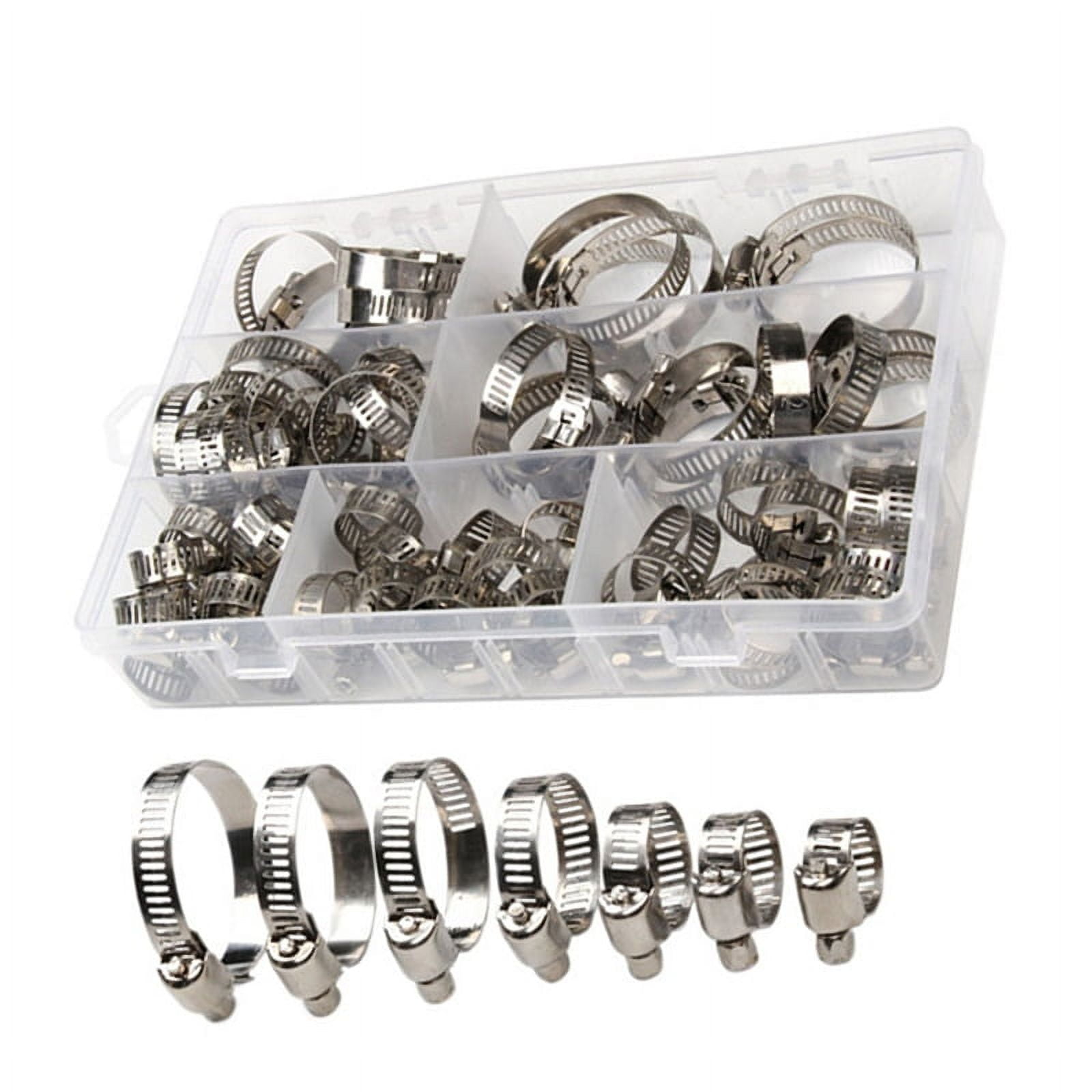 6-Pack 4-Inch Adjustable Stainless Steel Hose Clamps - Worm Gear Duct Clamps, Zinc Plated, 304 Stainless