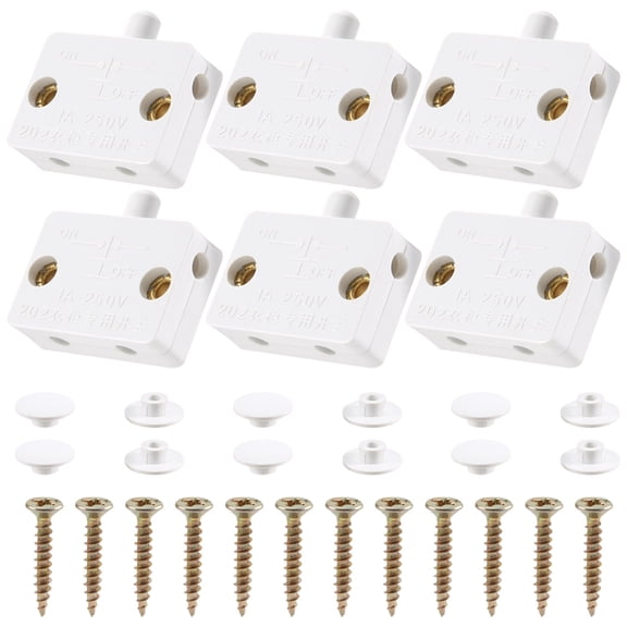 6Pcs Door Led Switch for Closet Light,Normally Closed Cabinet Electrical Lamp Switches,for Pantry White