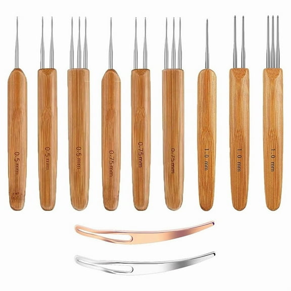 9 Pcs Dreadlock Crochet Hook for Hair, Loc Needle for Dreads with 2 Interlocking Tool 0.5mm 0.75mm 1mm Weaving Crochet